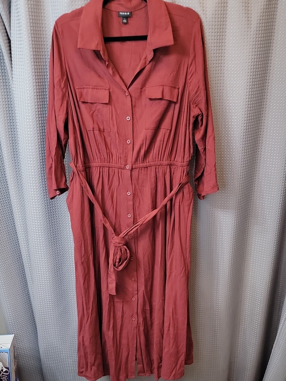 NWOT Torrid Maroon / Burgundy Button-Front Shirt Dress Size 1.
